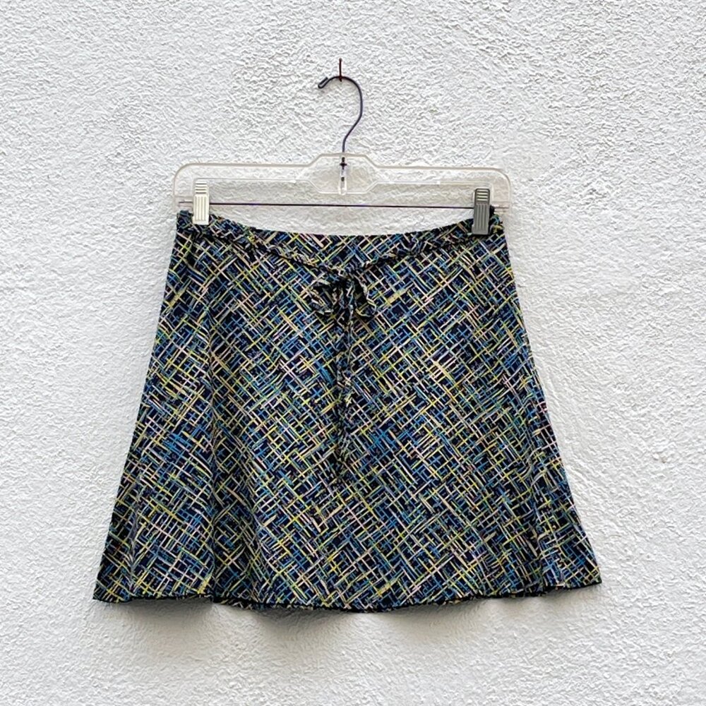 Vintage Y2K Soda Blu Black Atomic Rayon Mini Skirt Medium